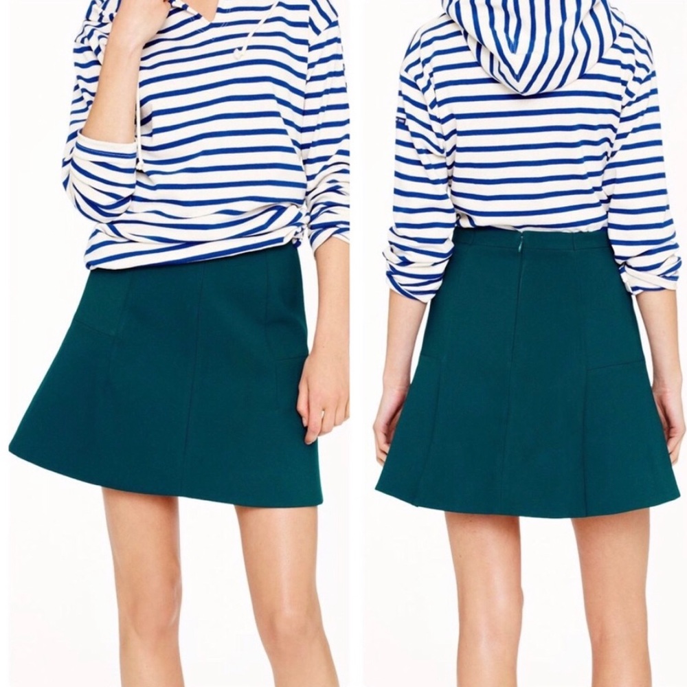 J. Crew Green Fluted Skirt